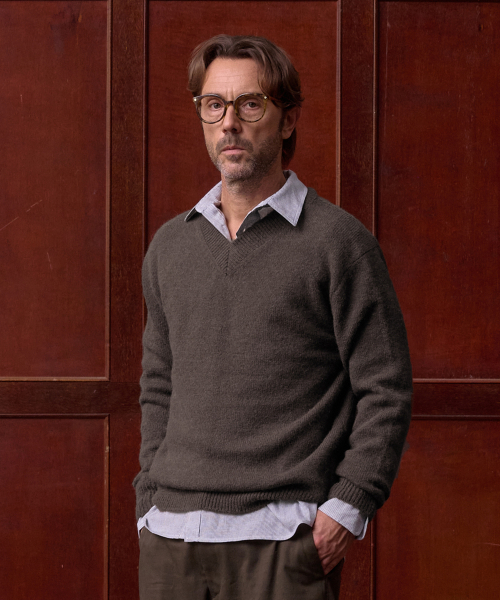 Классический альпака V‑neck knit, тёмно‑бруклин
