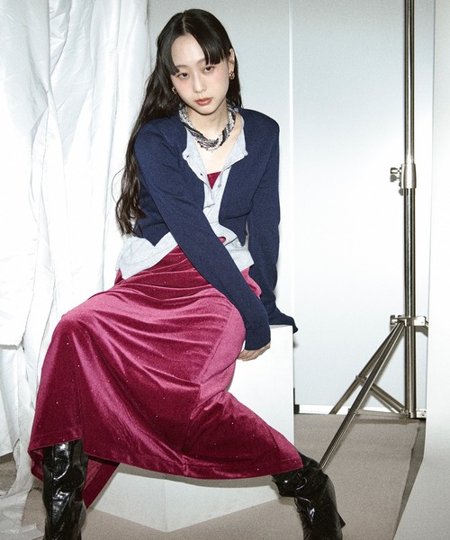 Ezick（エジック）の「layered design cardigan レイヤードバイカラーカーディガン（カーディガン/ボレロ・レディース・グレー系/ネイビー系・FREE）」の10枚目の写真