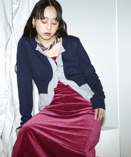 Ezick（エジック）の「layered design cardigan レイヤードバイカラーカーディガン（カーディガン/ボレロ・レディース・グレー系/ネイビー系・FREE）」の8枚目の写真
