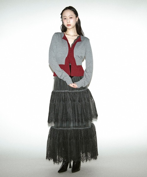 Ezick（エジック）の「layered design cardigan レイヤードバイカラーカーディガン（カーディガン/ボレロ・レディース・グレー系/ネイビー系・FREE）」の19枚目の写真