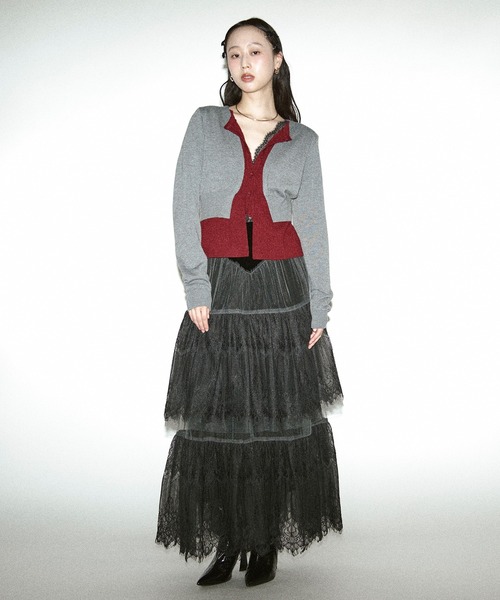 Ezick（エジック）の「layered design cardigan レイヤードバイカラーカーディガン（カーディガン/ボレロ・レディース・グレー系/ネイビー系・FREE）」の18枚目の写真