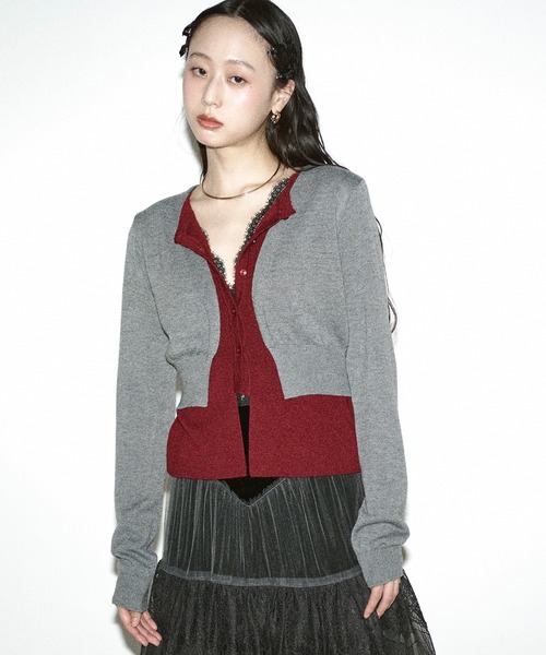 Ezick（エジック）の「layered design cardigan レイヤードバイカラーカーディガン（カーディガン/ボレロ・レディース・グレー系/ネイビー系・FREE）」の15枚目の写真