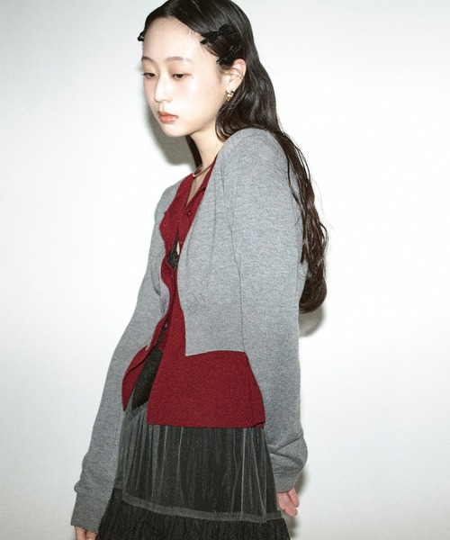 Ezick（エジック）の「layered design cardigan レイヤードバイカラーカーディガン（カーディガン/ボレロ・レディース・グレー系/ネイビー系・FREE）」の16枚目の写真