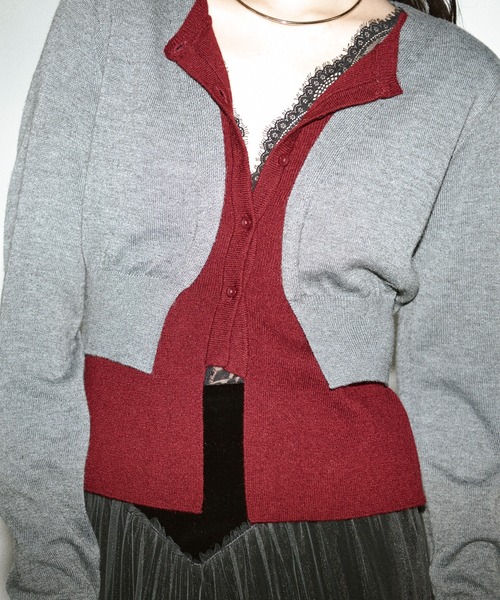 Ezick（エジック）の「layered design cardigan レイヤードバイカラーカーディガン（カーディガン/ボレロ・レディース・グレー系/ネイビー系・FREE）」の13枚目の写真