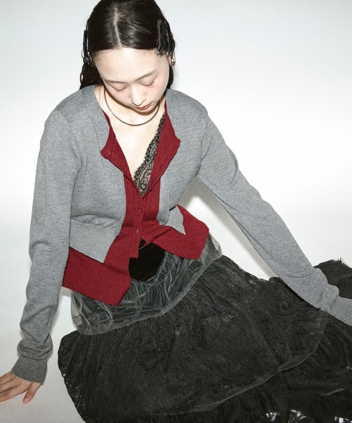 Ezick（エジック）の「layered design cardigan レイヤードバイカラーカーディガン（カーディガン/ボレロ・レディース・グレー系/ネイビー系・FREE）」の21枚目の写真