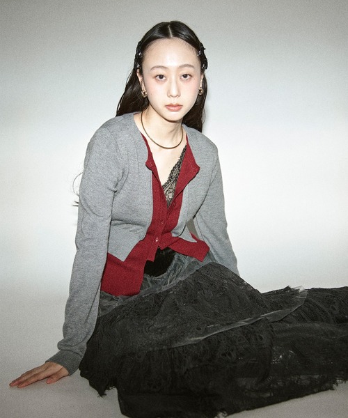 Ezick（エジック）の「layered design cardigan レイヤードバイカラーカーディガン（カーディガン/ボレロ・レディース・グレー系/ネイビー系・FREE）」の22枚目の写真