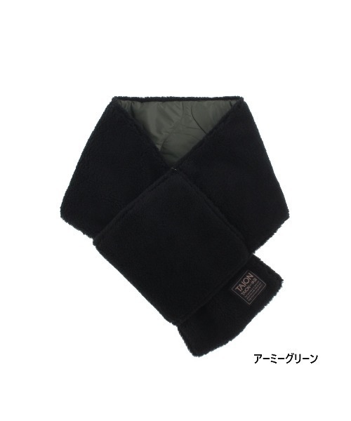 TAION（タイオン）の「タイオン  MILITARY REVERSIBLE DOWN SCARF MILITARY/SOFT SHELL（ネックウォーマー/スヌード・メンズ・アーミー/オリーブ/グリーン/ネイビー・ﾌﾘ-）」の8枚目の写真