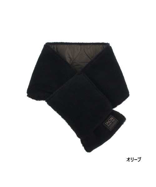 TAION（タイオン）の「タイオン  MILITARY REVERSIBLE DOWN SCARF MILITARY/SOFT SHELL（ネックウォーマー/スヌード・メンズ・アーミー/オリーブ/グリーン/ネイビー・ﾌﾘ-）」の6枚目の写真