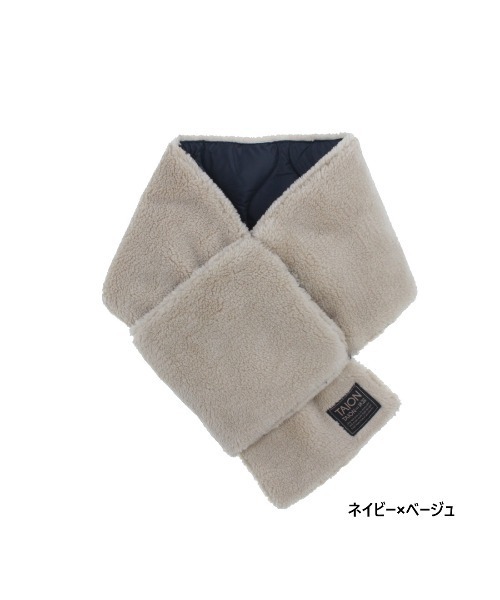 TAION（タイオン）の「タイオン  MILITARY REVERSIBLE DOWN SCARF MILITARY/SOFT SHELL（ネックウォーマー/スヌード・メンズ・アーミー/オリーブ/グリーン/ネイビー・ﾌﾘ-）」の5枚目の写真