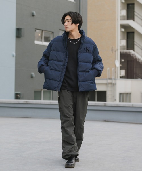 【ダウン】カルバンクライン ダウンジャケット Mサイズ ブルー　ダウン　フェザー ダウン】カルバンクライン ダウンジャケット Mサイズ ブルーダウンフェザー