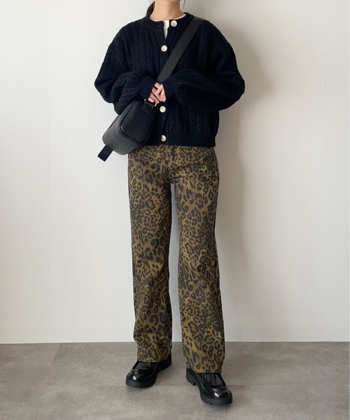 Belle Cie(ベルシー)の「レオパード柄 ルーズ ワイドパンツ ヒョウ柄 ズボン Y2K 韓国ファッション(その他パンツ・レディース・ベージュ・XL/L/M/S)」の2枚目の写真