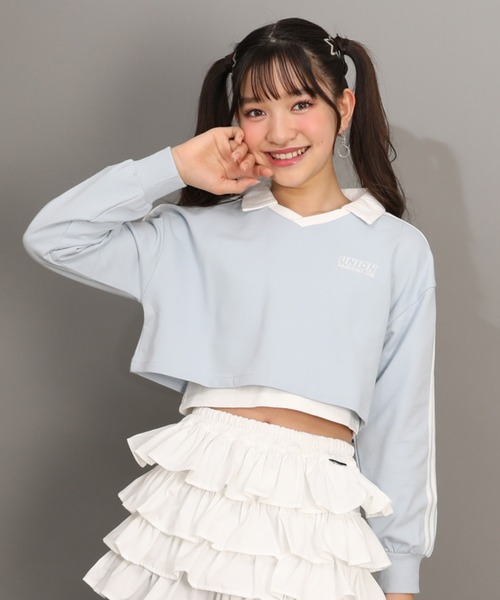 PINKHUNT(ピンクハント)の「PINKHUNT タンクトップ付き 4本ライントレーナー 1221K(スウェット・キッズ・ライトブルー/ホワイト・140cm/150cm/160cm/130cm)」の2枚目の写真