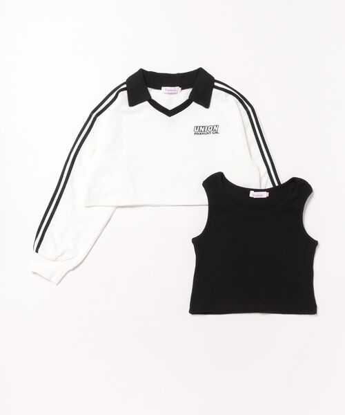 PINKHUNT(ピンクハント)の「PINKHUNT タンクトップ付き 4本ライントレーナー 1221K(スウェット・キッズ・ライトブルー/ホワイト・140cm/150cm/160cm/130cm)」の3枚目の写真