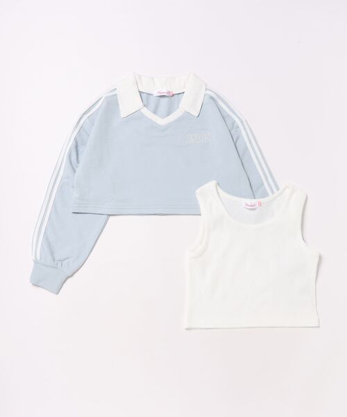 PINKHUNT(ピンクハント)の「PINKHUNT タンクトップ付き 4本ライントレーナー 1221K(スウェット・キッズ・ライトブルー/ホワイト・140cm/150cm/160cm/130cm)」の8枚目の写真