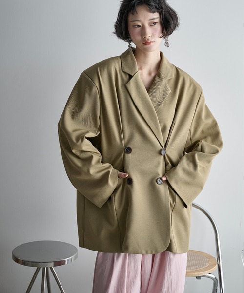 THE YOn（ザヨン）の「ウエストタックテーラードジャケット（テーラードジャケット・レディース・チャコールグレー/グレー/ベージュ・FREE）」の3枚目の写真