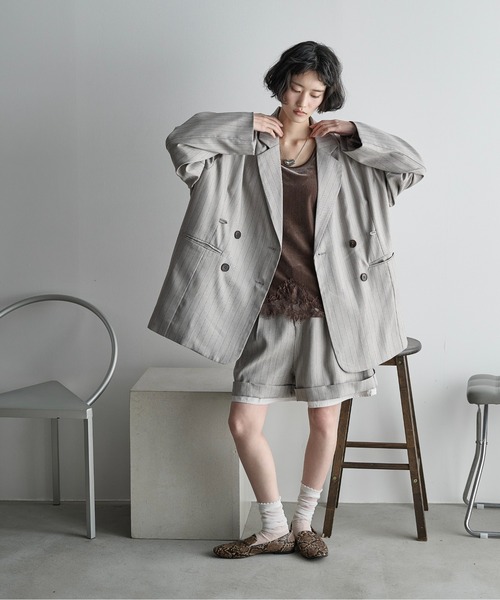 THE YOn（ザヨン）の「ウエストタックテーラードジャケット（テーラードジャケット・レディース・チャコールグレー/グレー/ベージュ・FREE）」の10枚目の写真