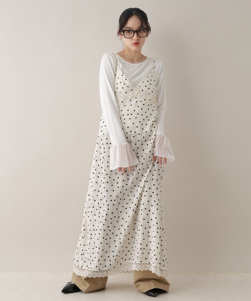 RAGEBLUE(レイジブルー)の「シアードットキャミワンピース(ワンピース・レディース・ホワイト/ブラック・FREE)」の2枚目の写真