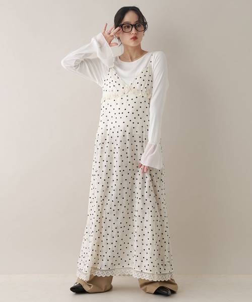 RAGEBLUE(レイジブルー)の「シアードットキャミワンピース(ワンピース・レディース・ホワイト/ブラック・FREE)」の4枚目の写真