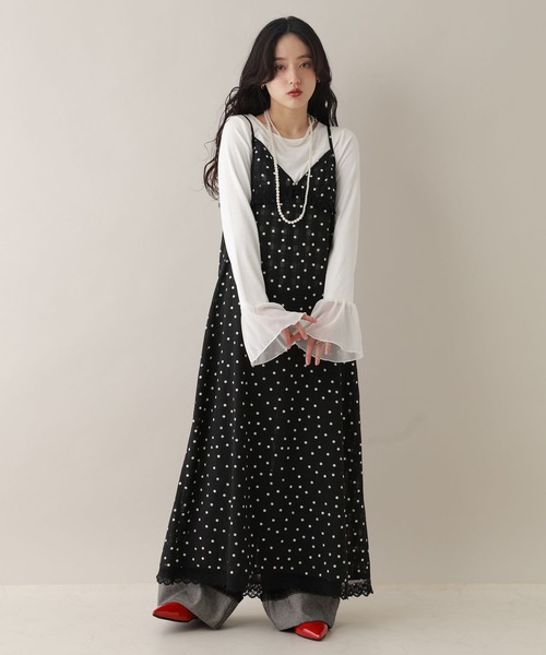 RAGEBLUE(レイジブルー)の「シアードットキャミワンピース(ワンピース・レディース・ホワイト/ブラック・FREE)」の6枚目の写真