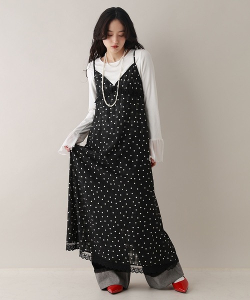 RAGEBLUE(レイジブルー)の「シアードットキャミワンピース(ワンピース・レディース・ホワイト/ブラック・FREE)」の7枚目の写真