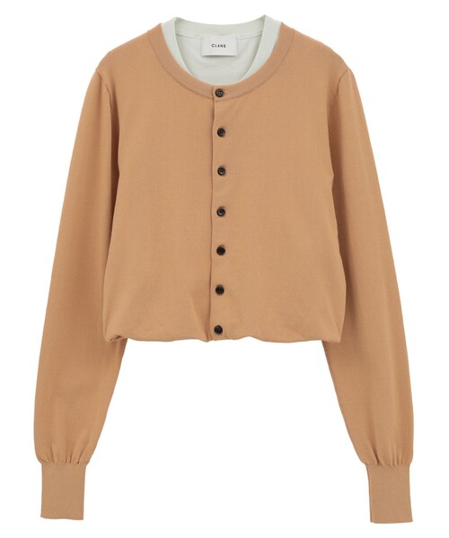 CLANE（クラネ）の「【CLANE/クラネ】W LAYERED KNIT CARDIGAN/ダブルレイヤードニットカーディガン（カーディガン/ボレロ・レディース・ピンク/ベージュ・1）」の2枚目の写真