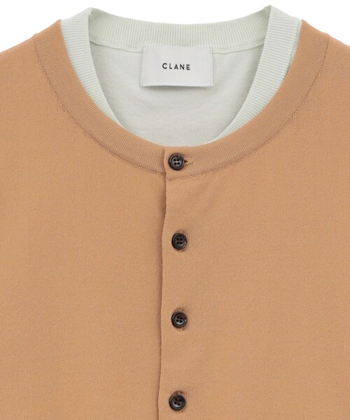 CLANE（クラネ）の「【CLANE/クラネ】W LAYERED KNIT CARDIGAN/ダブルレイヤードニットカーディガン（カーディガン/ボレロ・レディース・ピンク/ベージュ・1）」の4枚目の写真