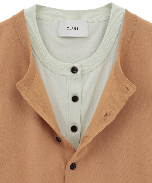 CLANE（クラネ）の「【CLANE/クラネ】W LAYERED KNIT CARDIGAN/ダブルレイヤードニットカーディガン（カーディガン/ボレロ・レディース・ピンク/ベージュ・1）」の8枚目の写真