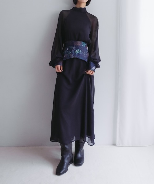 sahara（サハラ）の「Jacquard Belt 2way Dress/ジャガードベルト２ウェイドレス（ドレス・レディース・ブラック/ネイビー/ライトグレー・FREE）」の2枚目の写真