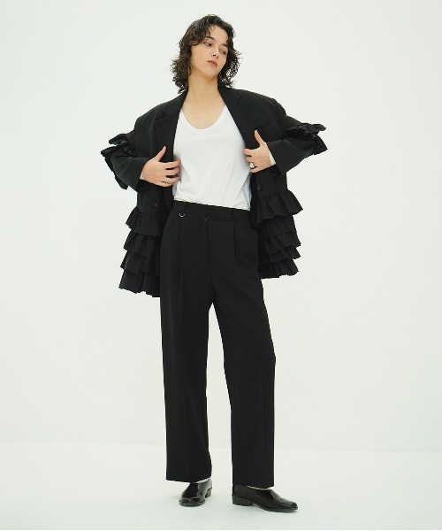 CLANE（クラネ）の「2WAY TUCK STRAIGHT PANTS（スラックス・レディース・ブルー/グレー/ブラック・0/1/2）」の7枚目の写真