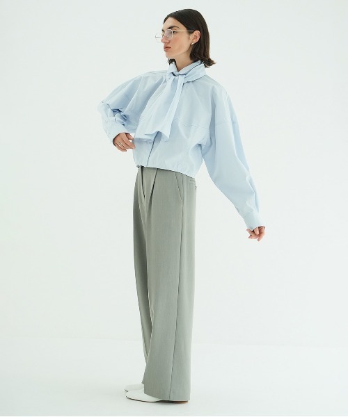 CLANE（クラネ）の「2WAY TUCK STRAIGHT PANTS（スラックス・レディース・ブルー/グレー/ブラック・0/1/2）」の15枚目の写真