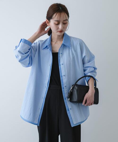 SENSE OF PLACE by URBAN RESEARCH（センスオブプレイスバイアーバンリサーチ）の「『WEB限定』フェイクレイヤードルーズシャツ（シャツ/ブラウス・レディース・ピンク/ブルー系その他/ネイビー・ONE）」の19枚目の写真