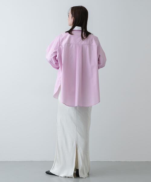 SENSE OF PLACE by URBAN RESEARCH（センスオブプレイスバイアーバンリサーチ）の「『WEB限定』フェイクレイヤードルーズシャツ（シャツ/ブラウス・レディース・ピンク/ブルー系その他/ネイビー・ONE）」の5枚目の写真