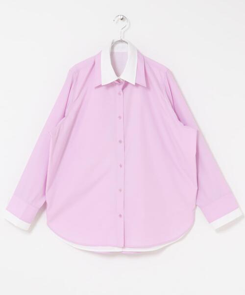 SENSE OF PLACE by URBAN RESEARCH（センスオブプレイスバイアーバンリサーチ）の「『WEB限定』フェイクレイヤードルーズシャツ（シャツ/ブラウス・レディース・ピンク/ブルー系その他/ネイビー・ONE）」の8枚目の写真