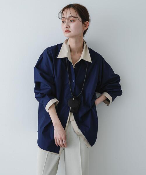 SENSE OF PLACE by URBAN RESEARCH（センスオブプレイスバイアーバンリサーチ）の「『WEB限定』フェイクレイヤードルーズシャツ（シャツ/ブラウス・レディース・ピンク/ブルー系その他/ネイビー・ONE）」の10枚目の写真