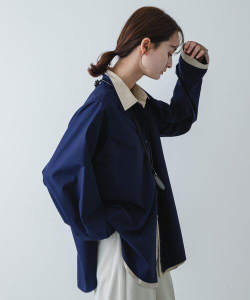 SENSE OF PLACE by URBAN RESEARCH（センスオブプレイスバイアーバンリサーチ）の「『WEB限定』フェイクレイヤードルーズシャツ（シャツ/ブラウス・レディース・ピンク/ブルー系その他/ネイビー・ONE）」の11枚目の写真