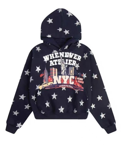DIAVEL（ディアベル）の「【秋冬新作】スターNYCプリント 裏起毛パーカー（パーカー・レディース・ネイビー・M）」の9枚目の写真