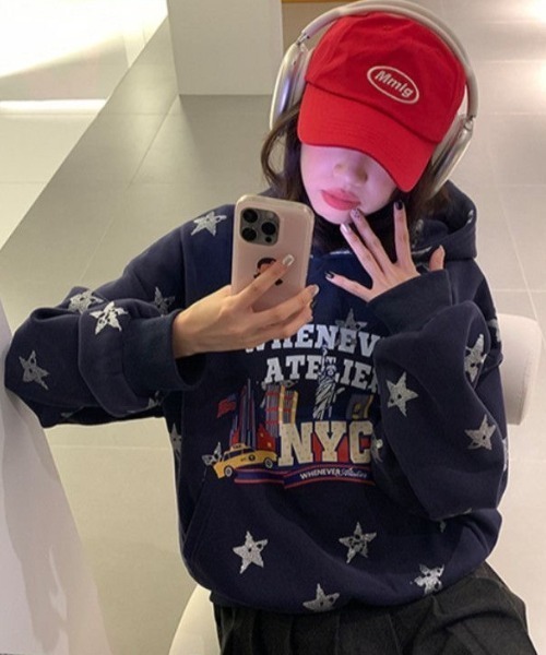 DIAVEL（ディアベル）の「【秋冬新作】スターNYCプリント 裏起毛パーカー（パーカー・レディース・ネイビー・M）」の19枚目の写真