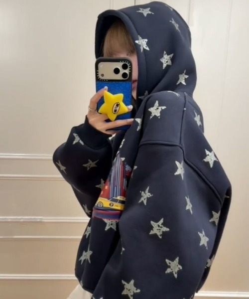 DIAVEL（ディアベル）の「【秋冬新作】スターNYCプリント 裏起毛パーカー（パーカー・レディース・ネイビー・M）」の16枚目の写真