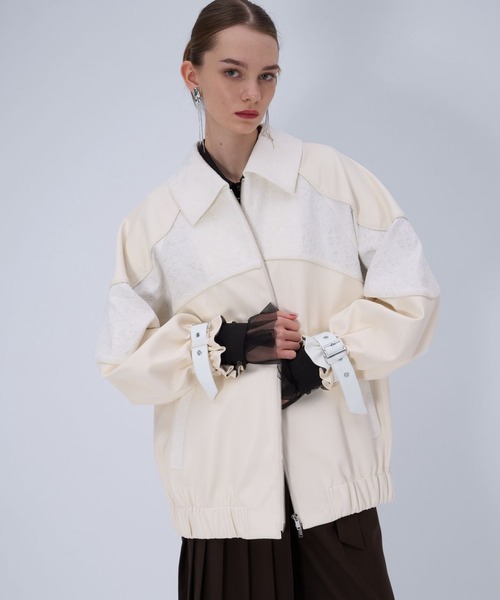 HARE（ハレ）の「アソートジャガードキリカエブルゾン(HARE)（ブルゾン・レディース・オフホワイト/グレー/ブラック・FREE）」の2枚目の写真