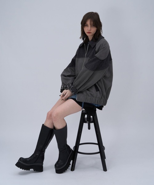 HARE（ハレ）の「アソートジャガードキリカエブルゾン(HARE)（ブルゾン・レディース・オフホワイト/グレー/ブラック・FREE）」の6枚目の写真