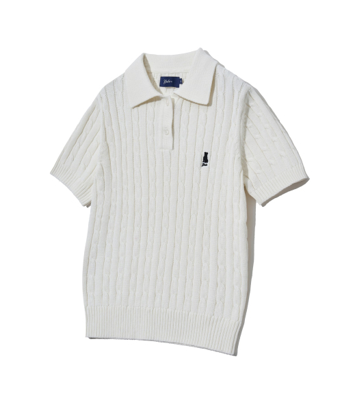 YALE(イェール)の「ウィメンズヘリテージダンケーブル半袖ポロニットアイボリー(Tシャツ/カットソー・レディース・その他・S/M/L)」の1枚目の写真