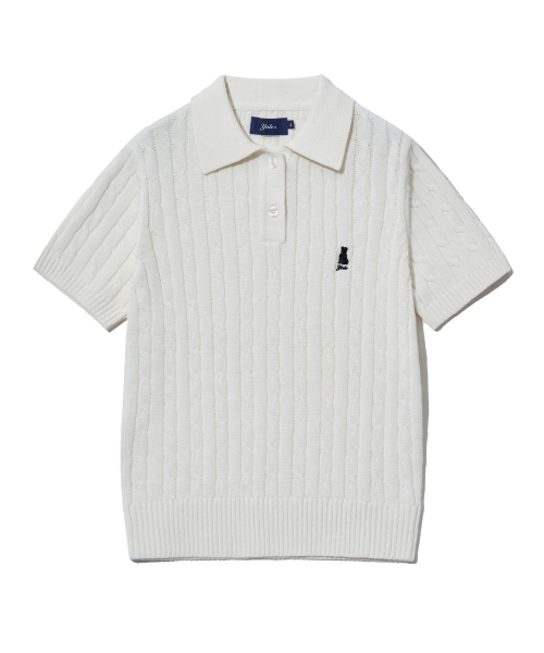 YALE(イェール)の「ウィメンズヘリテージダンケーブル半袖ポロニットアイボリー(Tシャツ/カットソー・レディース・その他・S/M/L)」の3枚目の写真
