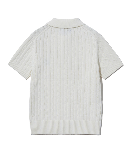 YALE(イェール)の「ウィメンズヘリテージダンケーブル半袖ポロニットアイボリー(Tシャツ/カットソー・レディース・その他・S/M/L)」の4枚目の写真