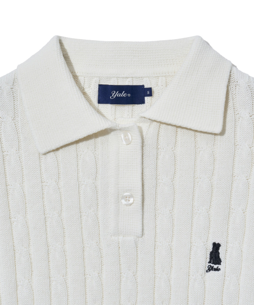 YALE(イェール)の「ウィメンズヘリテージダンケーブル半袖ポロニットアイボリー(Tシャツ/カットソー・レディース・その他・S/M/L)」の6枚目の写真