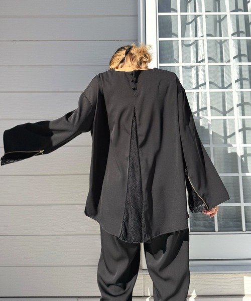 Q（キュー）の「レースドッキングツイルブラウス（シャツ/ブラウス・レディース・ベージュ/ブラック・MEDIUM）」の18枚目の写真