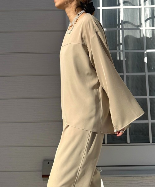 Q（キュー）の「レースドッキングツイルブラウス（シャツ/ブラウス・レディース・ベージュ/ブラック・MEDIUM）」の14枚目の写真