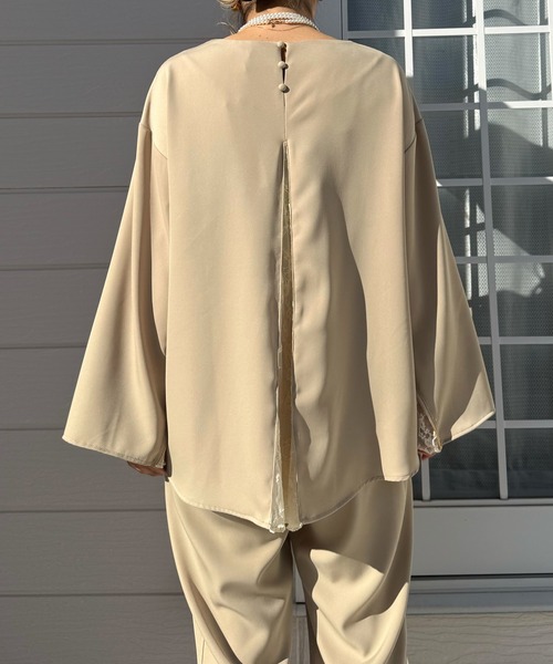 Q（キュー）の「レースドッキングツイルブラウス（シャツ/ブラウス・レディース・ベージュ/ブラック・MEDIUM）」の15枚目の写真