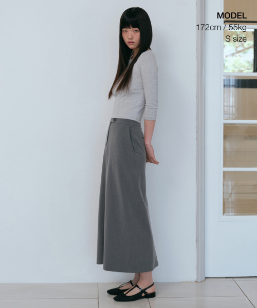MUSINSA STANDARD WOMAN（ムシンサスタンダードウーマン）の「ウィメンズストレートマキシスカート[メランジグレー]（スカート・レディース・その他・LARGE/MEDIUM/SMALL/X-SMALL/X-LARGE）」の4枚目の写真