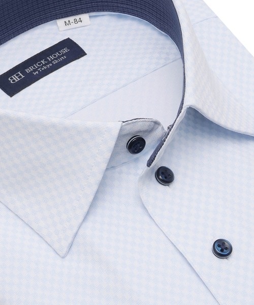 TOKYO SHIRTS（トウキョウシャツ）の「形態安定ノンアイロン ワイド 長袖ストレッチビジネスワイシャツ（ビジネスシャツ・メンズ・サックスブルー・首回り43cm-裄丈86cm/首回り43cm-裄丈82cm/首回り42cm-裄丈86cm/首回り42cm-裄丈82cm/首回り41cm-裄丈86cm/首回り41cm-裄丈82cm/首回り39cm-裄丈84cm/首回り39cm-裄丈80cm/首回り37cm-裄丈80cm）」の2枚目の写真