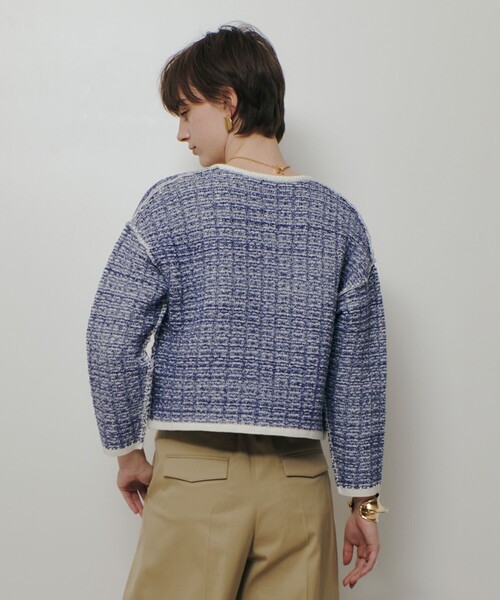 allureville(アルアバイル)の「リバーシブルツィードカーディガン(カーディガン/ボレロ・レディース・アイボリー/ブルー系その他・2)」の10枚目の写真